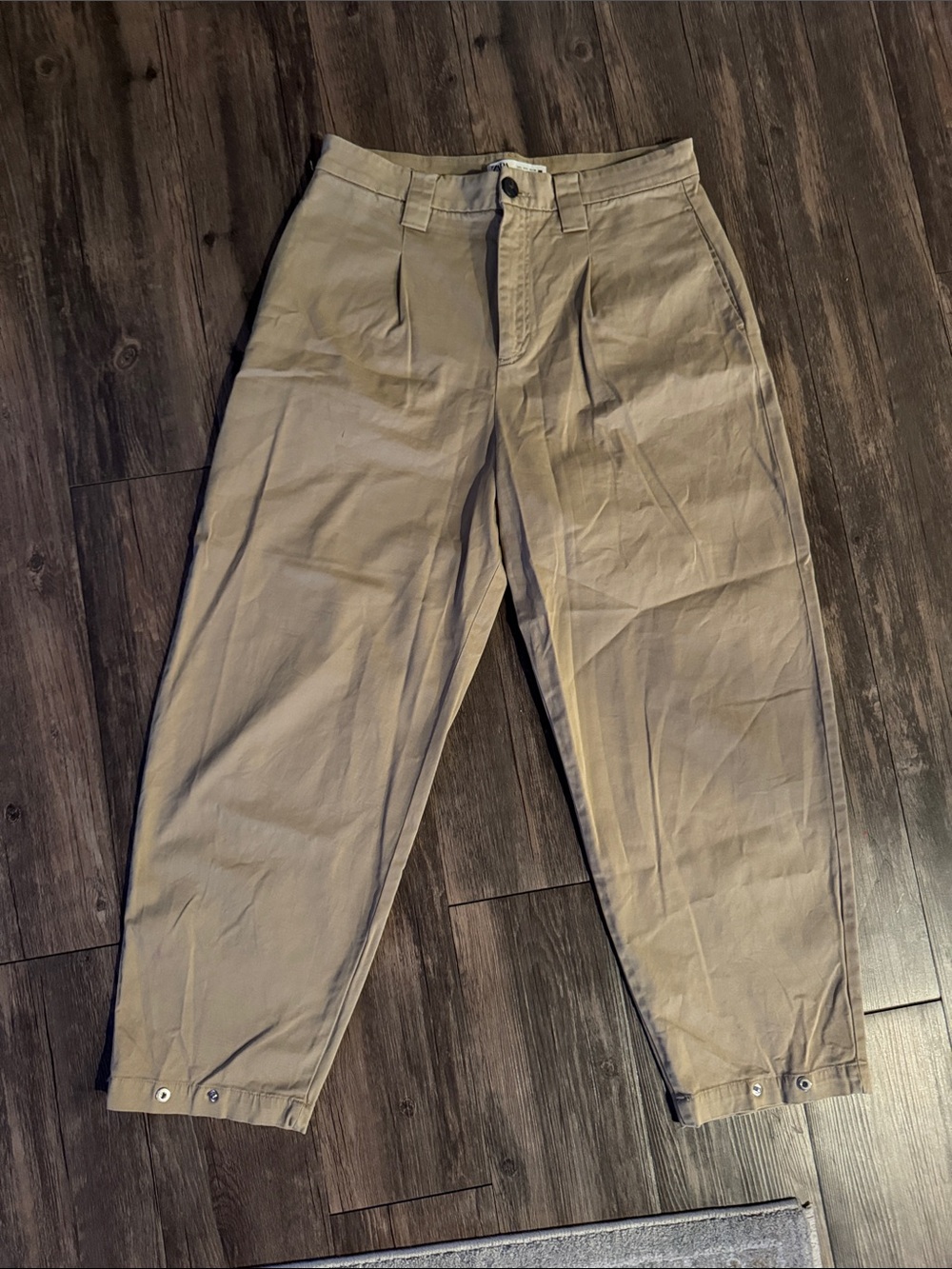 Zara Beige Pleated High-Waist Trousers